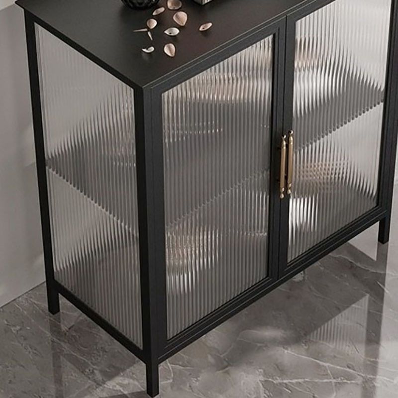 Glam Iron Dining Server Glass Doors Cabinet Sideboard per il ristorante