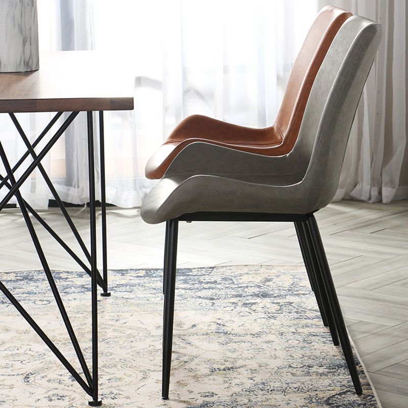 Industrial Design Faux Leather Side Chair Solid Back Chair for Home Clearhalo 'Dining Chairs' 'Dining Tables & Seating' 'dining_chair' 'furn' 'furn_dining_chair' 'Furniture' 'furniture_dining_chair' 'Kitchen & Dining Furniture' 1200x1200_8994328f-6007-431b-9c2a-5d9938b4e846