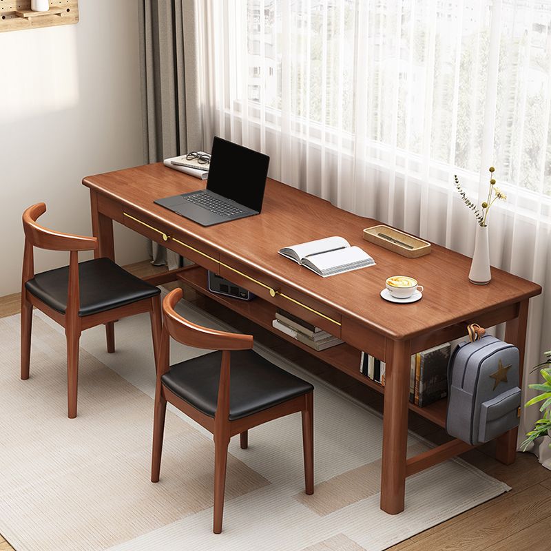 Bureau d'ordinateur en bois massif de style glam