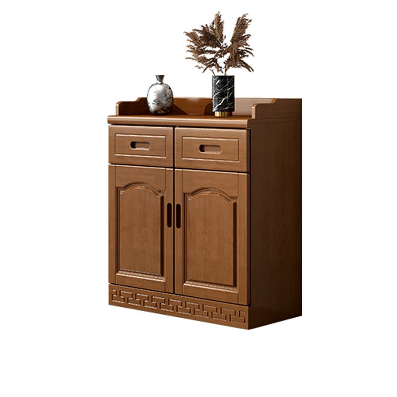 Mid-Century Modern Accent Cabinet with Drawers and Doors in Rubberwood