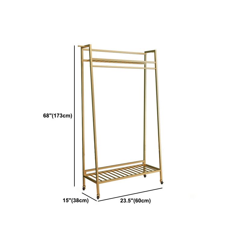Zeitgenössischer Stil Open Armoire Gold Metal -Rettungsfleisch mit Kleidungsstange