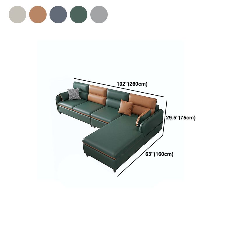 102.36" W 4-Seater Square Arm Sofa & Chaise Faux Leather Sofa with Storage