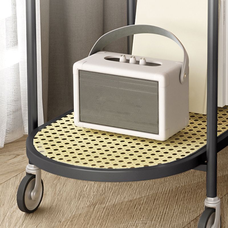 Mesa moderna de la esquina de vidrio mesa lateral de doble nivel con almacenamiento