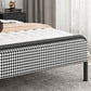 Cama de plataforma glamera marco de hierro cama estándar con cabecera rectangular
