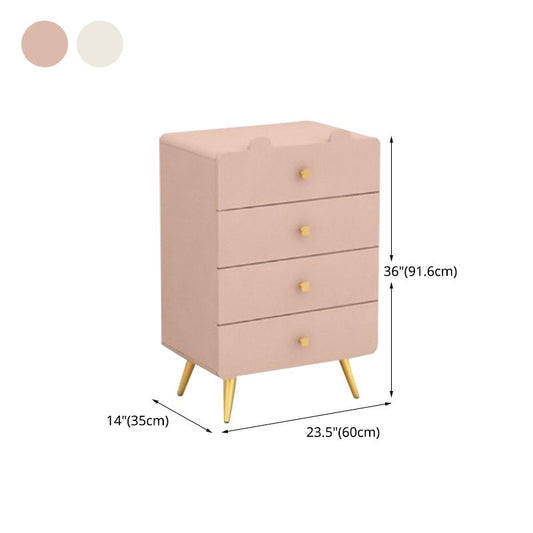 White and Pink Bedroom Dresser Modern Style Wooden Storage Chest with Multi Drawers