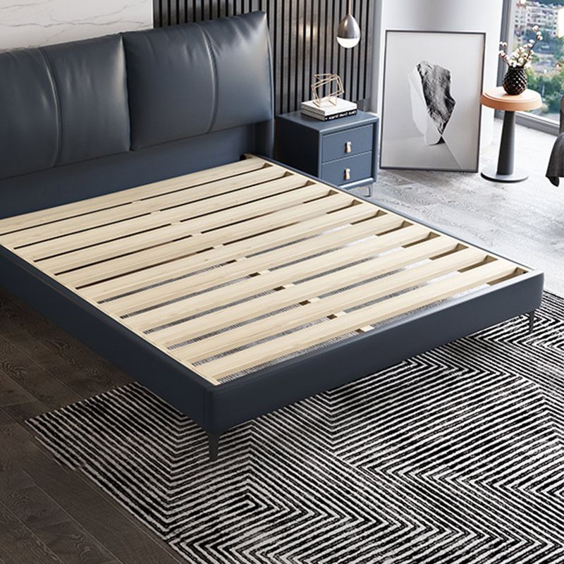Letto moderno vera pannello in pelle pino legno letto rettangolare imbottito
