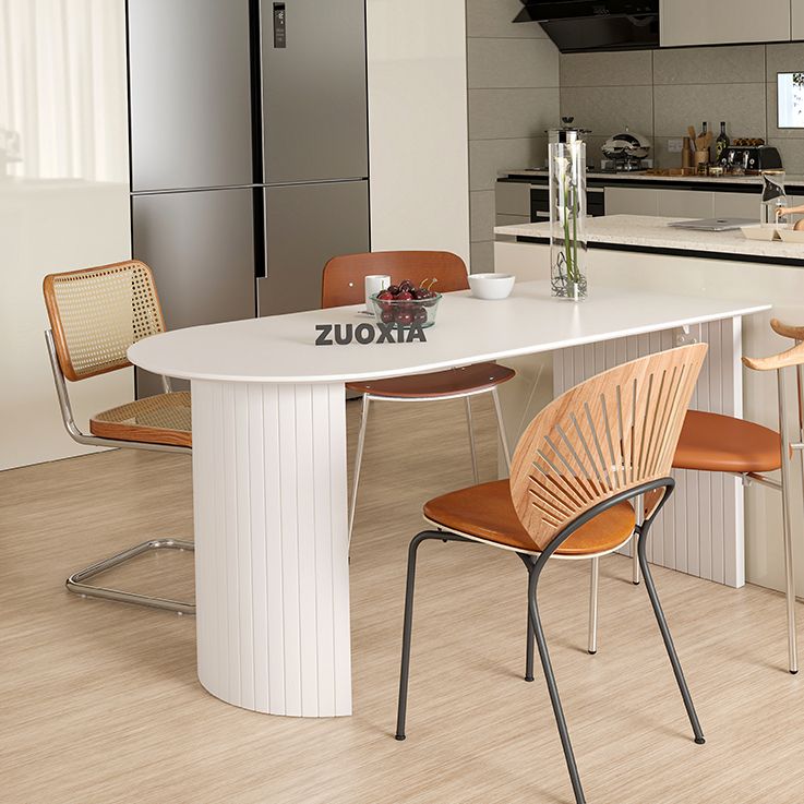 Free Form Sintered Stone Table White Tone Simplicity Double Pedestal Table for Dining Room Clearhalo ' dining_table' 'Dining Tables & Seating' 'Dining Tables' 'furn' 'furn_dining_table' 'Furniture' 'furniture_dining_table' 'Kitchen & Dining Furniture' 'kitchen&dining_furn' 'kitchen' 'kitchen_dining_table' 1200x1200_899f20b0-dc0c-4f3e-a379-5fa41685ac31