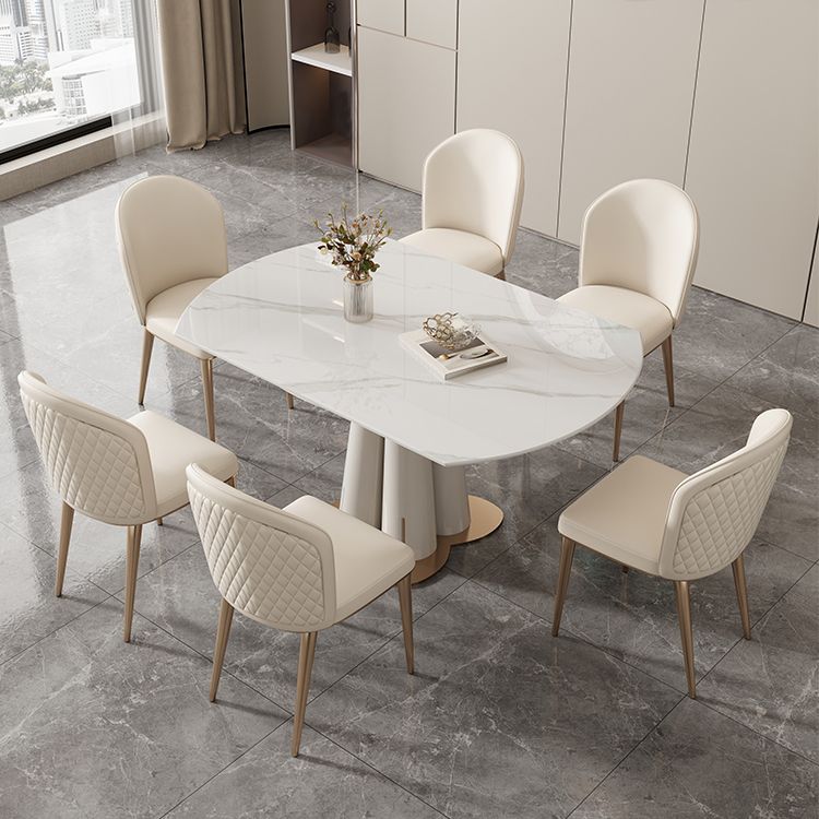 Metal and Slate Table Modern Home Retractable Round Dining Table