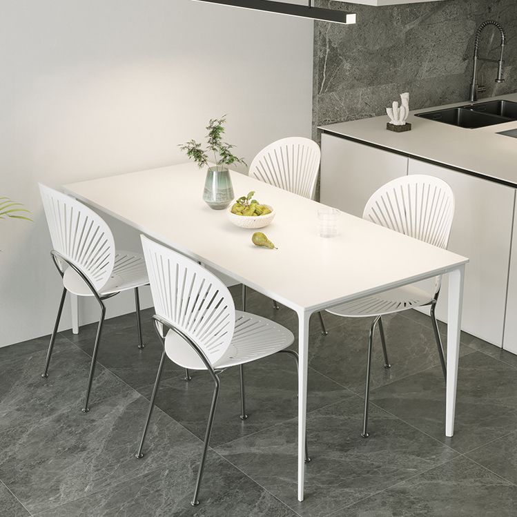 Modern Style Sintered Stone Dining Table 4 Legs Rectangular Table in White Clearhalo ' dining_table' 'Dining Tables & Seating' 'Dining Tables' 'Furniture' 'furniture_dining_table' 'Kitchen & Dining Furniture' 'kitchen&dining_furn' 'kitchen' 'kitchen_dining_table' 1200x1200_89a4df73-db09-466e-8094-30201cce0c33