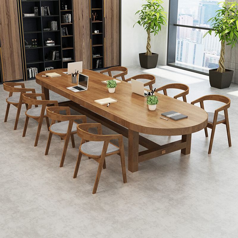 Solid Wood Oval Shape Meeting Table Home Office Industrial Writing Desk Clearhalo 'furn' 'furn_office_desk' 'Furniture' 'furniture_office_desk' 'Office Desks' 'Office Furniture' 'office_desk' 1200x1200_89a5b77c-ca31-4155-8ae5-4367a4631c53