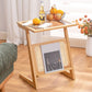22.8" Tall Rectangular Glass Side Table Solid Wood Abstract End Table with Storage Clearhalo 'Coffee & Accent Tables' 'End & Side Tables' 'end_side_tables' 'furn' 'furn_end_side_tables' 'Furniture' 'Living Room Furniture' 1200x1200_89a5cbff-14d8-4161-9d3a-02866db06854