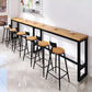 Modern Brown Wood Bar Table with Rectangle Table Top Black Trestle Table - 42" H Clearhalo 'Bar Furniture' 'Bar Tables' 'bar_tables' 'furn' 'furn_bar_tables' 'Furniture' 'furniture_bar_tables' 'Kitchen & Dining Furniture' 1200x1200_89a6acc8-497f-402f-8cac-411ae626cc7e