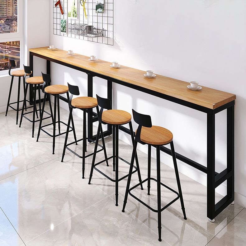 Modern Brown Wood Bar Table with Rectangle Table Top Black Trestle Table - 42" H Clearhalo 'Bar Furniture' 'Bar Tables' 'bar_tables' 'furn' 'furn_bar_tables' 'Furniture' 'furniture_bar_tables' 'Kitchen & Dining Furniture' 1200x1200_89a6acc8-497f-402f-8cac-411ae626cc7e
