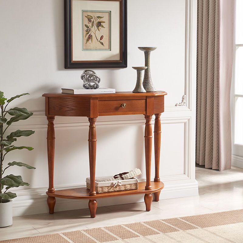 ゴム製ウッドコンソール表12 "wホールのためのミッドセンチュリーモダンハーフムーンアクセントテーブル