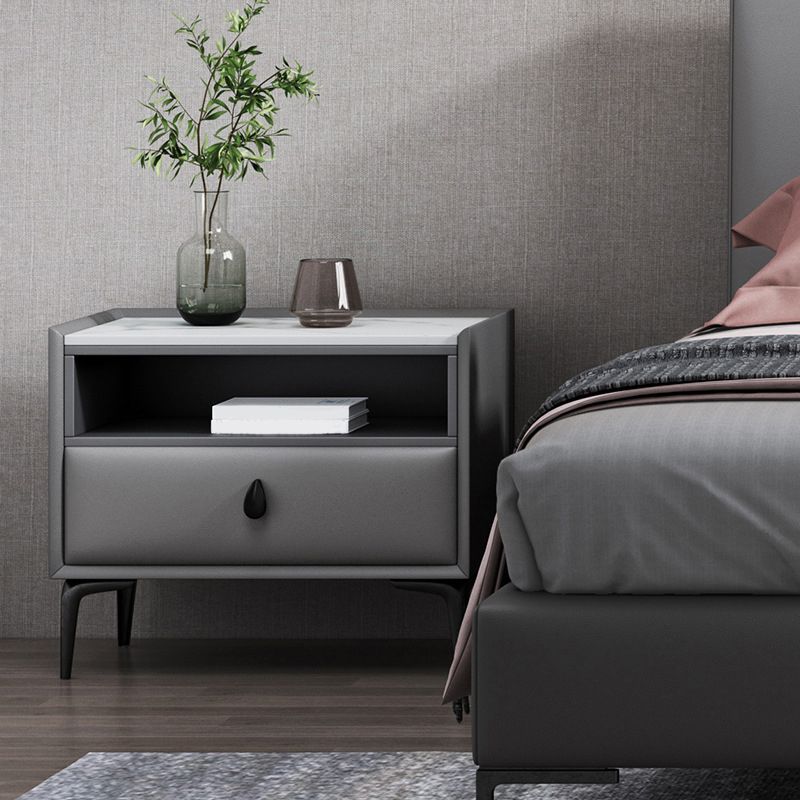 Stand de nuit en pierre / bois 19,69 "Tall Modern 1 - Tirer-Diroir