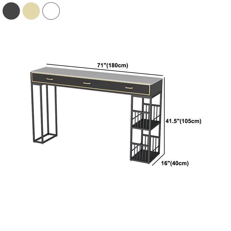 Glam Style Rectangle Bar Table Stone Fixed Bistro Bar Desk with Storage Clearhalo 'Bar Furniture' 'Bar Tables' 'bar_tables' 'furn' 'furn_bar_tables' 'Furniture' 'Kitchen & Dining Furniture' 1200x1200_89a74a11-4e39-4010-aef9-bf12111ae8e0