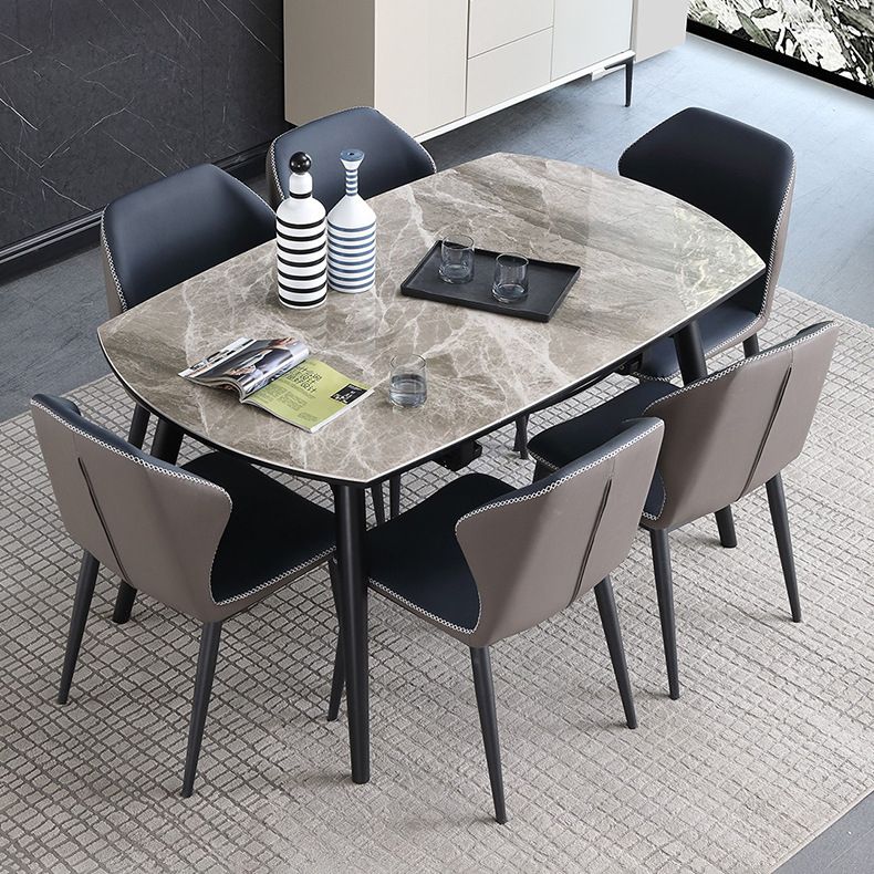 Modern Metal Dining Room Set Standard Height Black Legs Dining Set with Rectangle Table Clearhalo 'Dining Room Sets' 'Dining Tables & Seating' 'dining_room_set' 'furn' 'furn_dining_room_set' 'Furniture' 'furniture_dining_room_set' 'Kitchen & Dining Furniture' 'kitchen&dining_furn' 'kitchen' 1200x1200_89ac3419-2d62-4568-b5e9-6b93b9212039