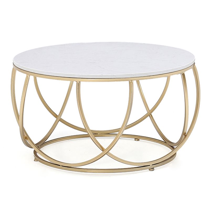 Contemporary Coffee Table Round Metal Frame Base Cocktail Table Clearhalo 'Coffee & Accent Tables' 'Coffee Tables' 'coffee_tables' 'furn' 'furn_coffee_tables' 'Furniture' 'Living Room Furniture' 1200x1200_89acf856-5b9a-490c-888b-f1a0a18d5262