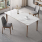 Table rectangulaire Table de salle à manger en pierre frittée moderne médiévale avec base en bois