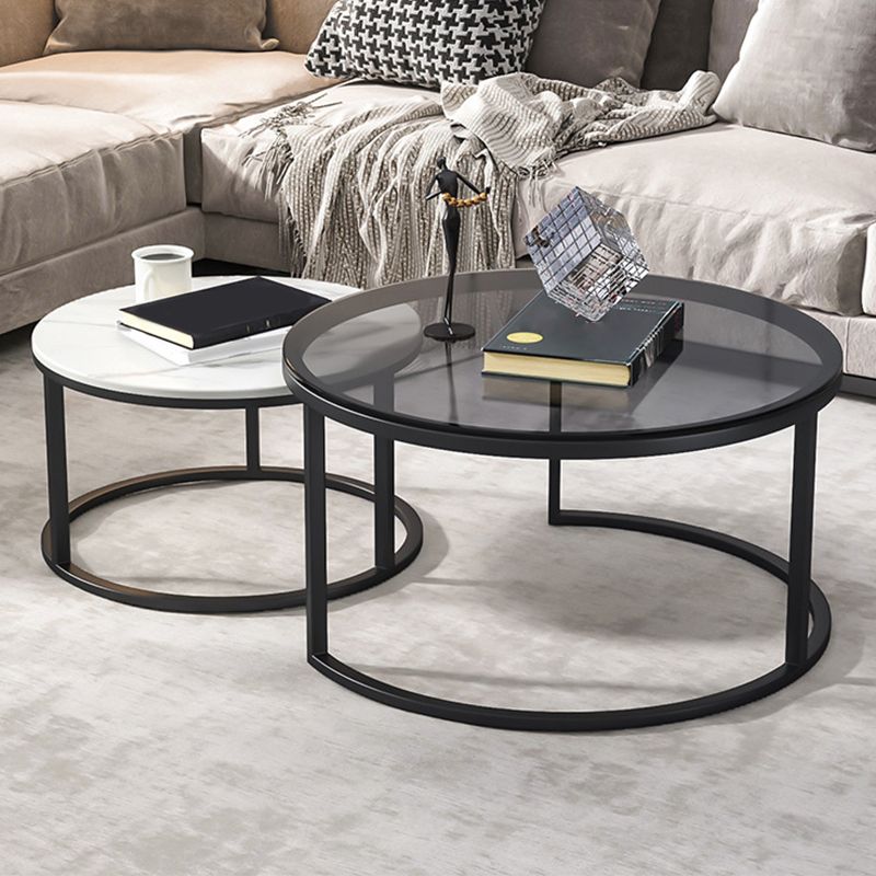 Rahmen-Basis-Design, runder Glas-/Kunsttisch, Couchtisch mit Metallbasis