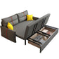 Gray Sleeper Sofa 34.25" Wide Faux leather Sofa Bed with Upholstered