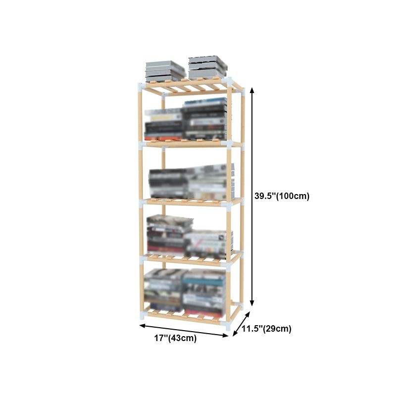 Contemporary Style Bookshelf Open Back Solid Wood in Natural Book Shelf Clearhalo 'Bookcases' 'Furniture' 'furniture_bookcases' 'kitchen' 'kitchen_bookcases' 'Living Room Furniture' 'Office Furniture' 1200x1200_89b248aa-ff76-4b3d-b5e5-d3a8a0c156fa