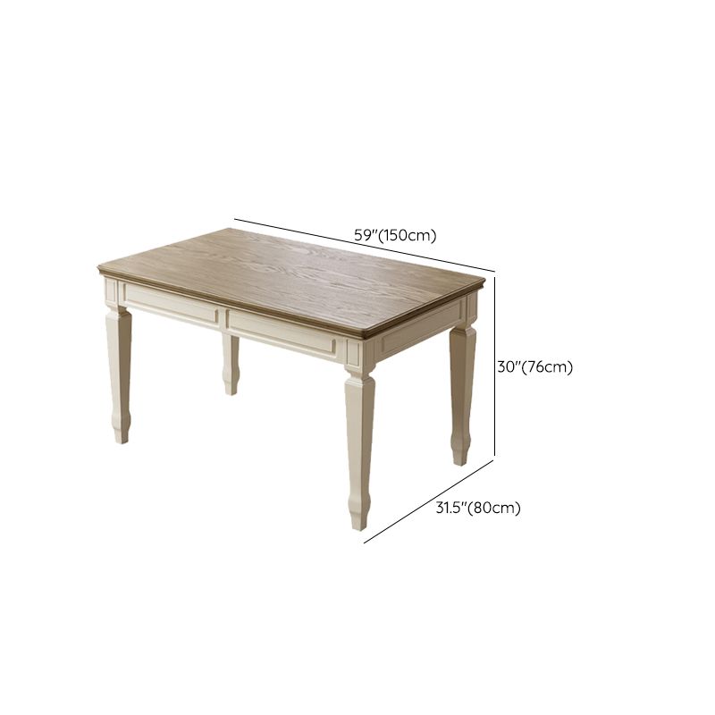 Rechthoekige eettafel massief hout 4 poten eettafel voor eetkamer