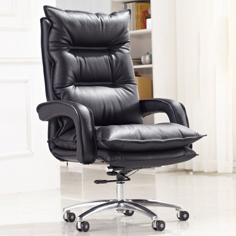Silver Metal Modern Conference Chair with High Back Leather Conference Chair Clearhalo 'furn' 'furn_office_chair' 'Furniture' 'furniture_office_chair' 'Office Chairs' 'Office Furniture' 'office_chair' 1200x1200_89b626ca-ad44-47ec-8bec-c6ff37bfa260