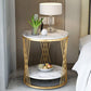 Contemporary Storage Frame End Table Round End Table with Slate Top