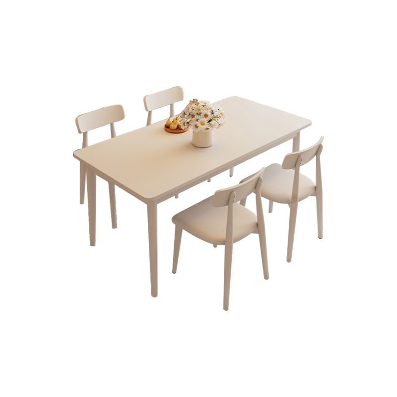 Modern Style 1/4/5 Pieces Dining Room Table Rectangle Stone Furniture in White