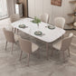 Nordic 1/2/5/7 Pieces Rectangle Dining Set Sintered Stone Dining Table with Leather Chairs Clearhalo 'Dining Room Sets' 'Dining Tables & Seating' 'dining_room_set' 'furn' 'furn_dining_room_set' 'Furniture' 'furniture_dining_room_set' 'Kitchen & Dining Furniture' 1200x1200_89ba290b-0f82-4678-ab95-06c8a93f2d72