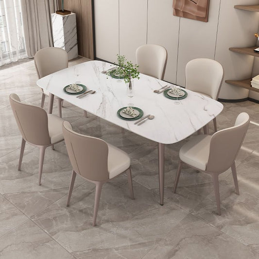 Nordic 1/2/5/7 Pieces Rectangle Dining Set Sintered Stone Dining Table with Leather Chairs Clearhalo 'Dining Room Sets' 'Dining Tables & Seating' 'dining_room_set' 'furn' 'furn_dining_room_set' 'Furniture' 'furniture_dining_room_set' 'Kitchen & Dining Furniture' 1200x1200_89ba290b-0f82-4678-ab95-06c8a93f2d72