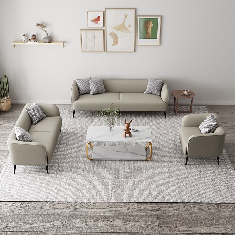 3-Seater Faux Leather Sofa with Pilows 25.6" H Tuxedo Arm Sofa Clearhalo 'furn' 'furn_sofas' 'Furniture' 'Living Room Furniture' 'Sofa' 'sofas' 1200x1200_89ba6065-aa39-4e94-96f1-493a3774d64e