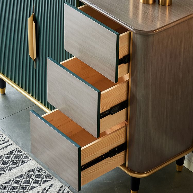 Armadi in stile glam a buffet a buffet ingegnerizzato in legno a buffet con 3-cassetti