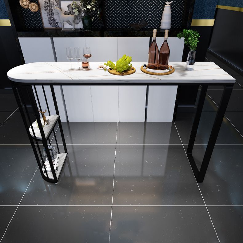 White Stone Bar Dining Table Industrial Bar Dining Table with Sled Base Clearhalo 'Bar Furniture' 'Bar Tables' 'bar_tables' 'furn' 'furn_bar_tables' 'Furniture' 'furniture_bar_tables' 'Kitchen & Dining Furniture' 1200x1200_89bcfc81-fe08-47bf-88f4-5ede12d542b3