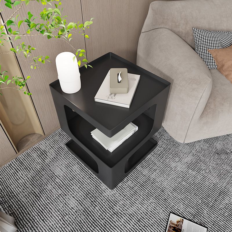 Contemporary Sofa Side Accent Table Metal Square with Storage Block Living Room Clearhalo 'Coffee & Accent Tables' 'End & Side Tables' 'end_side_tables' 'furn' 'furn_end_side_tables' 'Furniture' 'Living Room Furniture' 1200x1200_89bd1496-f171-4ad1-a08b-43c21f34b9d0