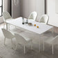 Metal Contemporary Rectangular Dining Table White Sintered Stone Top Table with Legs Clearhalo 'Dining Tables & Seating' 'Dining Tables' 'dining_table' 'Furniture' 'furniture_dining_table' 'Kitchen & Dining Furniture' 'kitchen' 'kitchen_dining_table' 1200x1200_89bd19b7-530d-4716-8a1e-148a0fa85bae