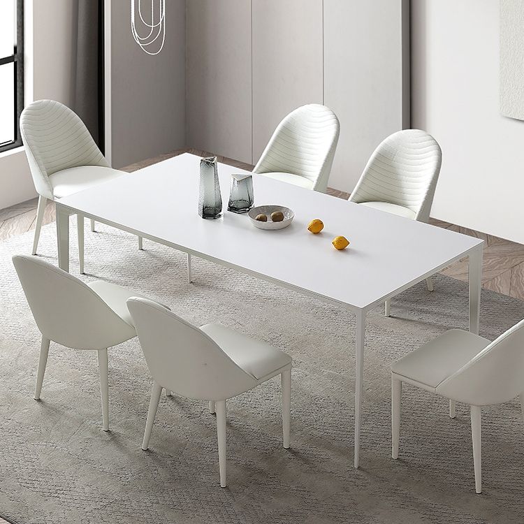 Metal Contemporary Rectangular Dining Table White Sintered Stone Top Table with Legs Clearhalo 'Dining Tables & Seating' 'Dining Tables' 'dining_table' 'Furniture' 'furniture_dining_table' 'Kitchen & Dining Furniture' 'kitchen' 'kitchen_dining_table' 1200x1200_89bd19b7-530d-4716-8a1e-148a0fa85bae