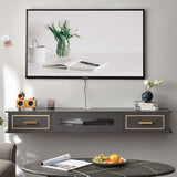 Modern Wood TV Stand Console Floating TV Media Stand with Drawers for Living Room