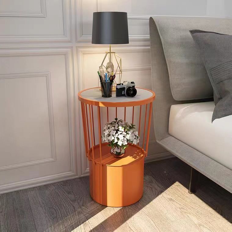 Mesa nocturna de hierro de 19.69 "Alto Gabinete de almacenamiento de almacenamiento con 2 estantes