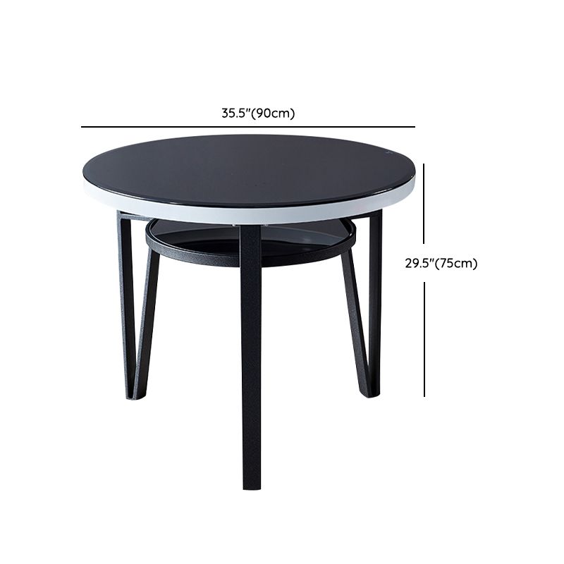 Glass Dining Room Table for 2 Person Round Tabletop with Storage Clearhalo 'Dining Tables & Seating' 'Dining Tables' 'dining_table' 'furn' 'furn_dining_table' 'Furniture' 'Kitchen & Dining Furniture' 1200x1200_89bf936e-4846-47ec-a7f1-a9e5a24fafa5