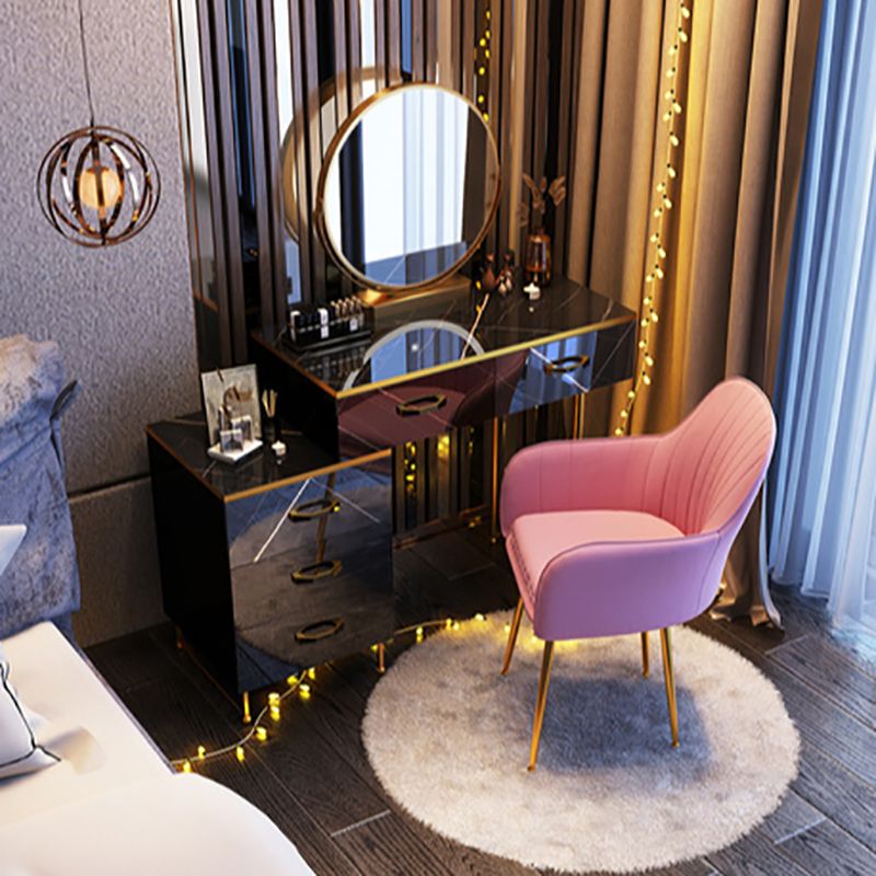 Glam Stone Top Makeup Dressing Table with Drawers in Black for Living Room Clearhalo 'Bedroom Furniture' 'furn' 'furn_makeup_vanities' 'Furniture' 'Makeup Vanities' 'makeup_vanities' 1200x1200_89c0600f-e50a-4ae6-940e-d5ea2ae539e5