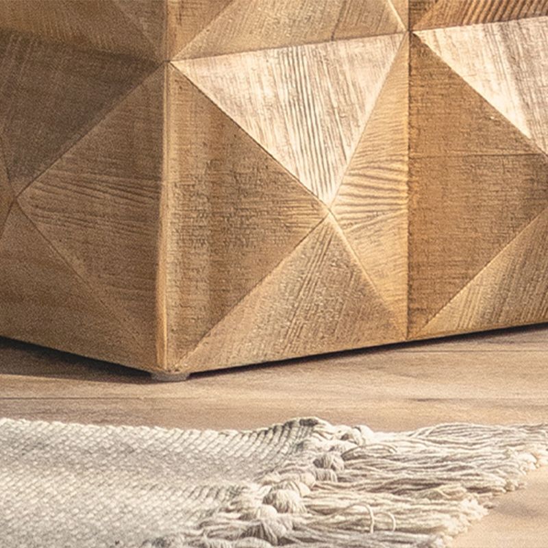 Rustic Solid Wood End Table Drum Square Shape Accent Side Table