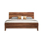 84.65 inch Wide Mid-century Bed Frame Pine Wood Panel Bed with Headboard