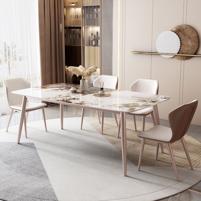 Noordse 1/2/5/7 stukken meubels rechthoekige stenen eettafel in wit gezet