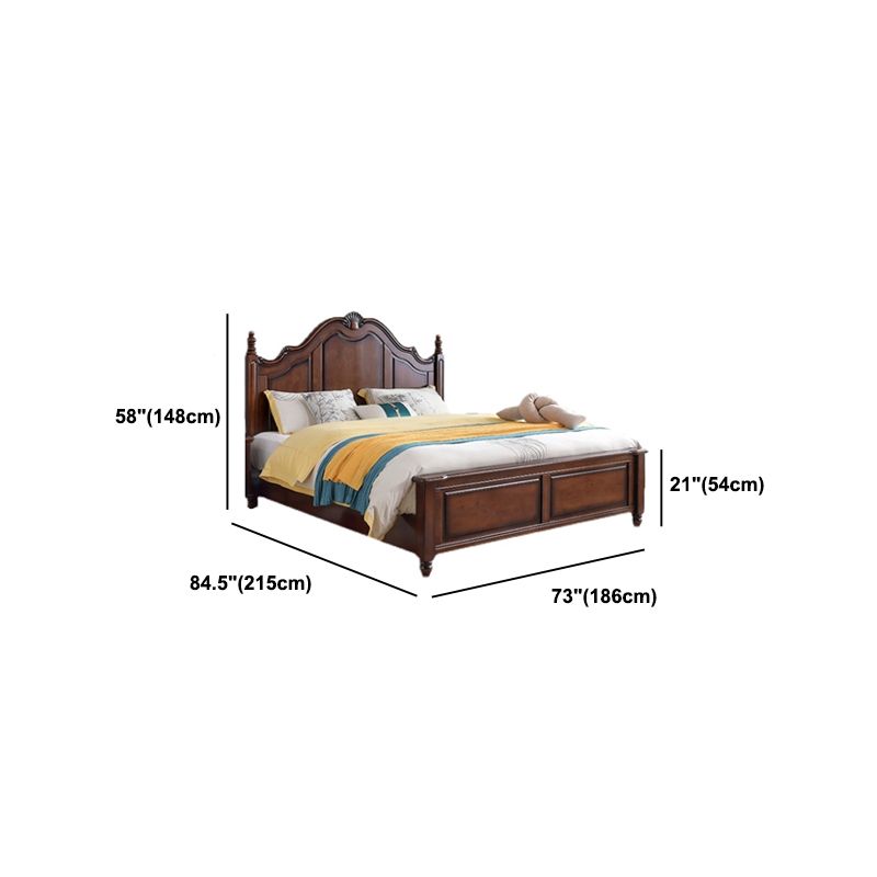 84.65 inch Wide Rustic Bed Frame Rubberwood Panel Bed with Headboard