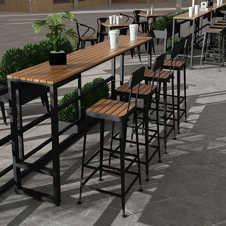 Juego de pub industrial con mesa fija Juego de mesa de bar rectangular de 1/5 piezas