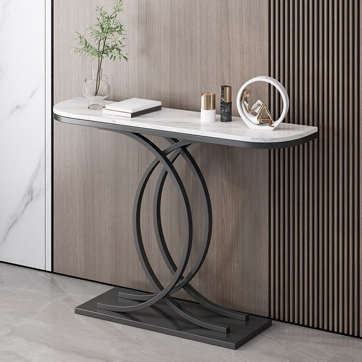 Table de consola de media luna glamera mesa de sofá de consola de hierro para hall
