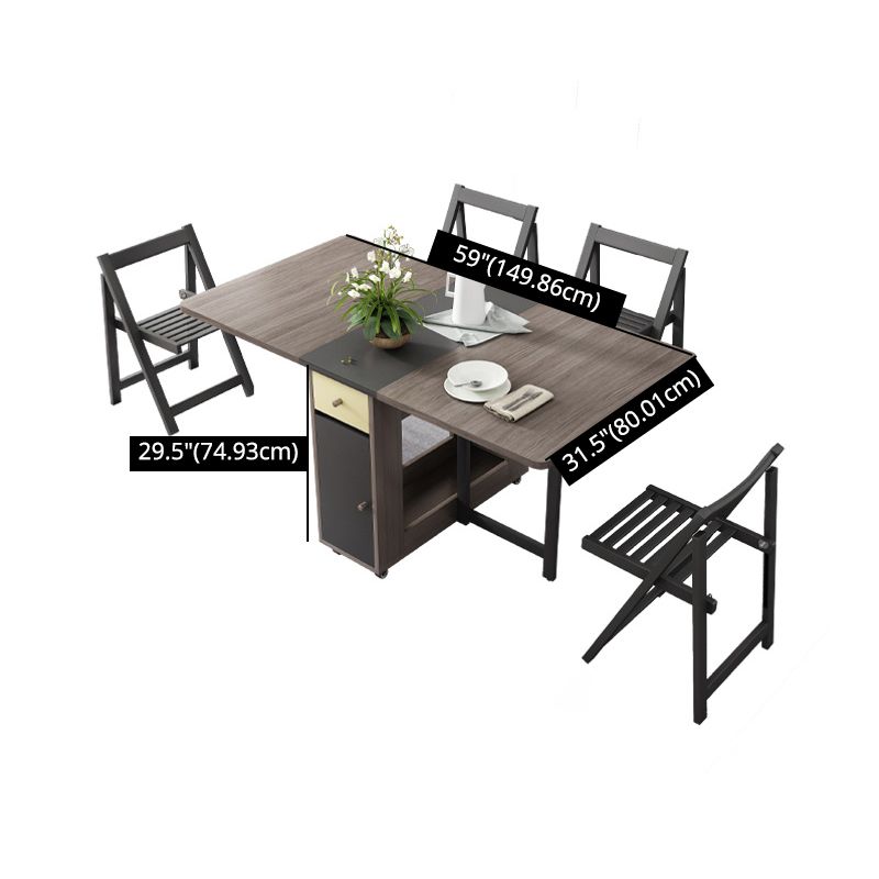 Modern Style Traditional Height Dining Set with with Drop Leaf Table and Trestle Base Clearhalo 'Dining Room Sets' 'Dining Tables & Seating' 'dining_room_set' 'furn' 'furn_dining_room_set' 'Furniture' 'furniture_dining_room_set' 'Kitchen & Dining Furniture' 'kitchen&dining_furn' 'kitchen' 1200x1200_89c1f2a2-3627-4ecf-88ad-8e790f64dfc0