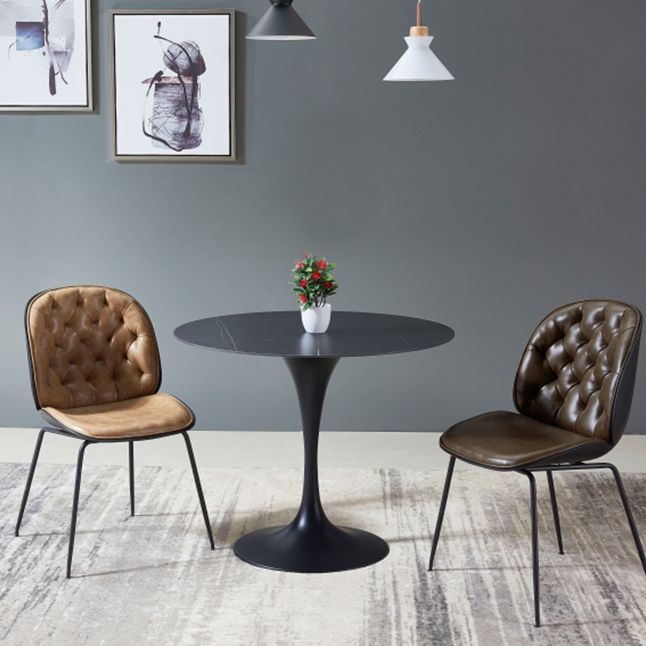 Modern Style Round Dining Table Sintered Stone Table with Tulip Base for Home Use Clearhalo ' dining_table' 'Dining Tables & Seating' 'Dining Tables' 'furn' 'furn_dining_table' 'Furniture' 'furniture_dining_table' 'Kitchen & Dining Furniture' 'kitchen&dining_furn' 'kitchen' 'kitchen_dining_table' 1200x1200_89c1faf5-6760-4100-a9a2-aeb0d3fa1479